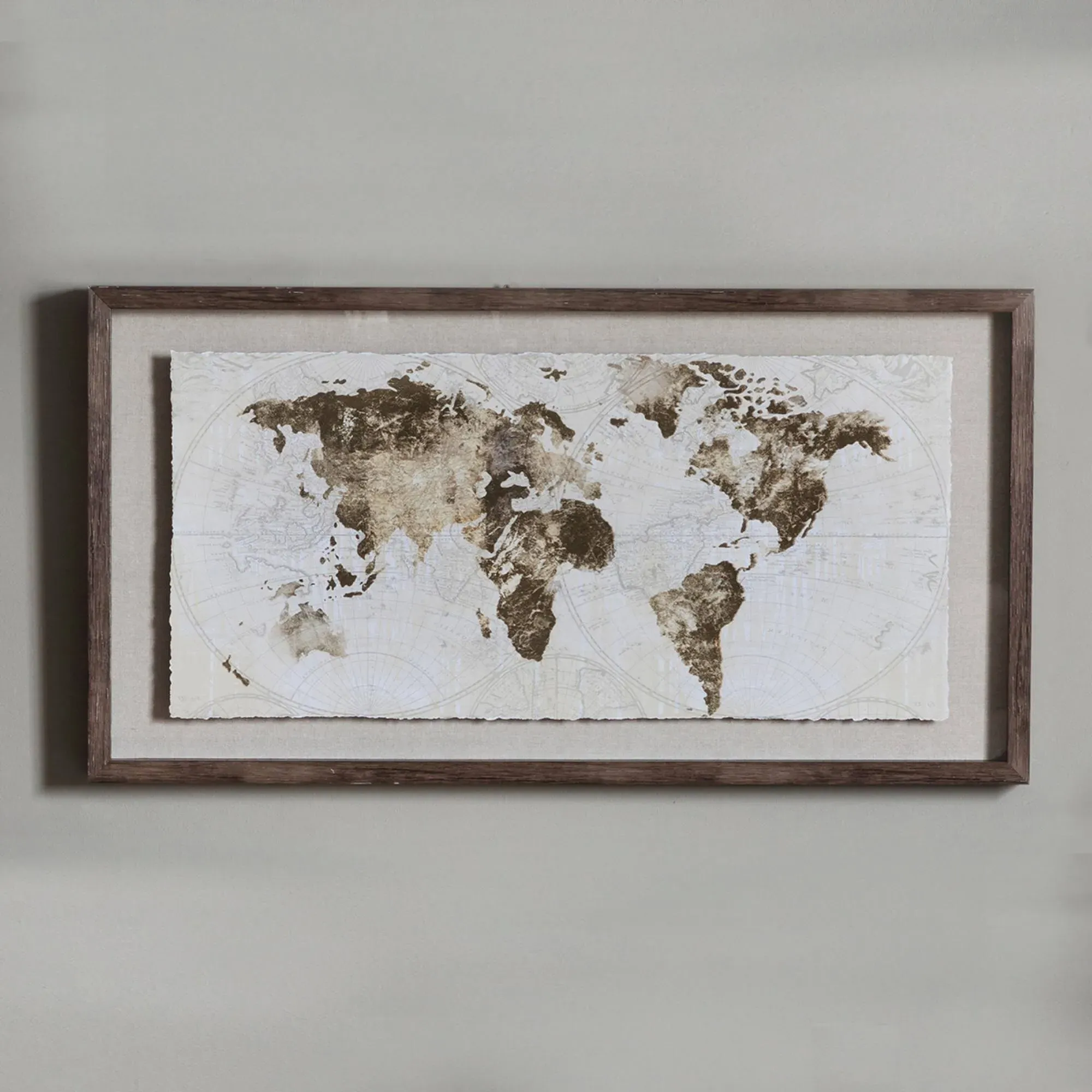 Gallery Direct World Map Wall Art - Gold, Linen product