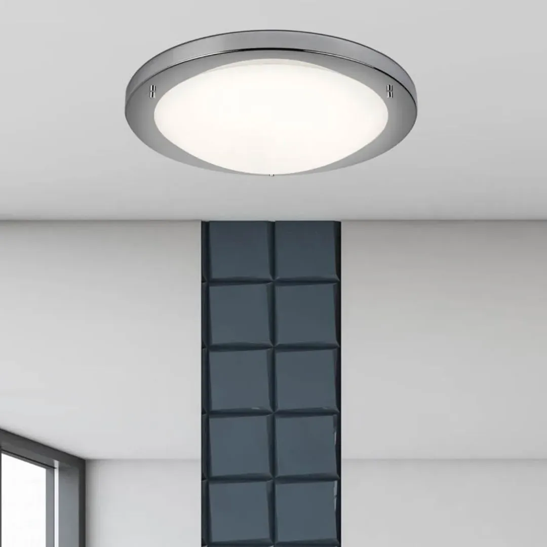 Geneva LED Flush Ceiling Light - Silver, Opal Glass product