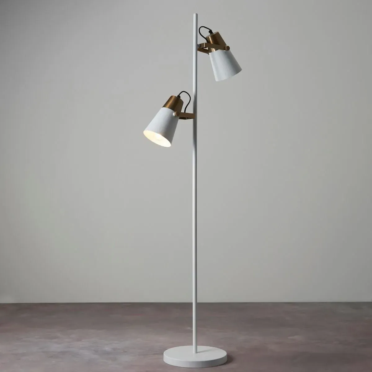 Gerik 2-Light Task Floor Lamp - White, Brass product