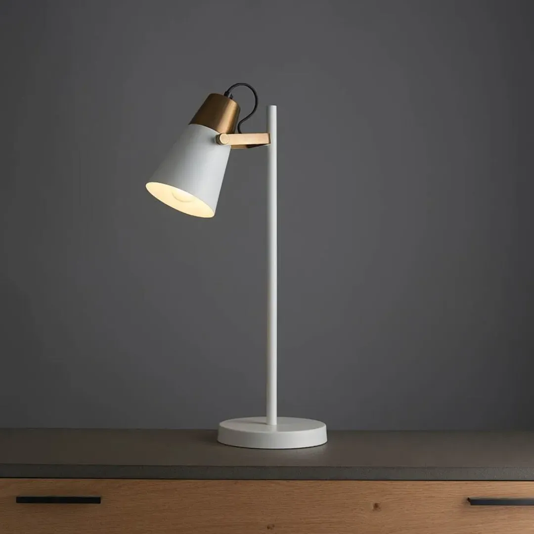 Gerik Adjustable Desk Table Lamp - White, Brass product