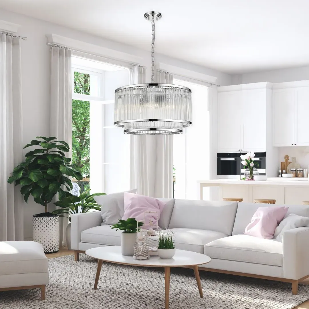 Giovanna 5-Light 2-Tier Ceiling Pendant - Chrome, Crystal product