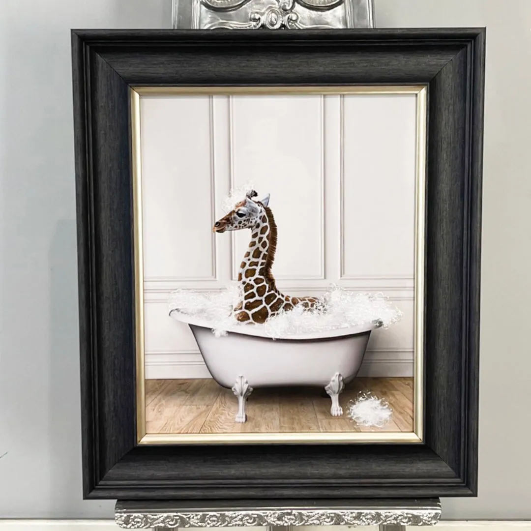 Giraffe in a Tub Wall Art - Framed Print product