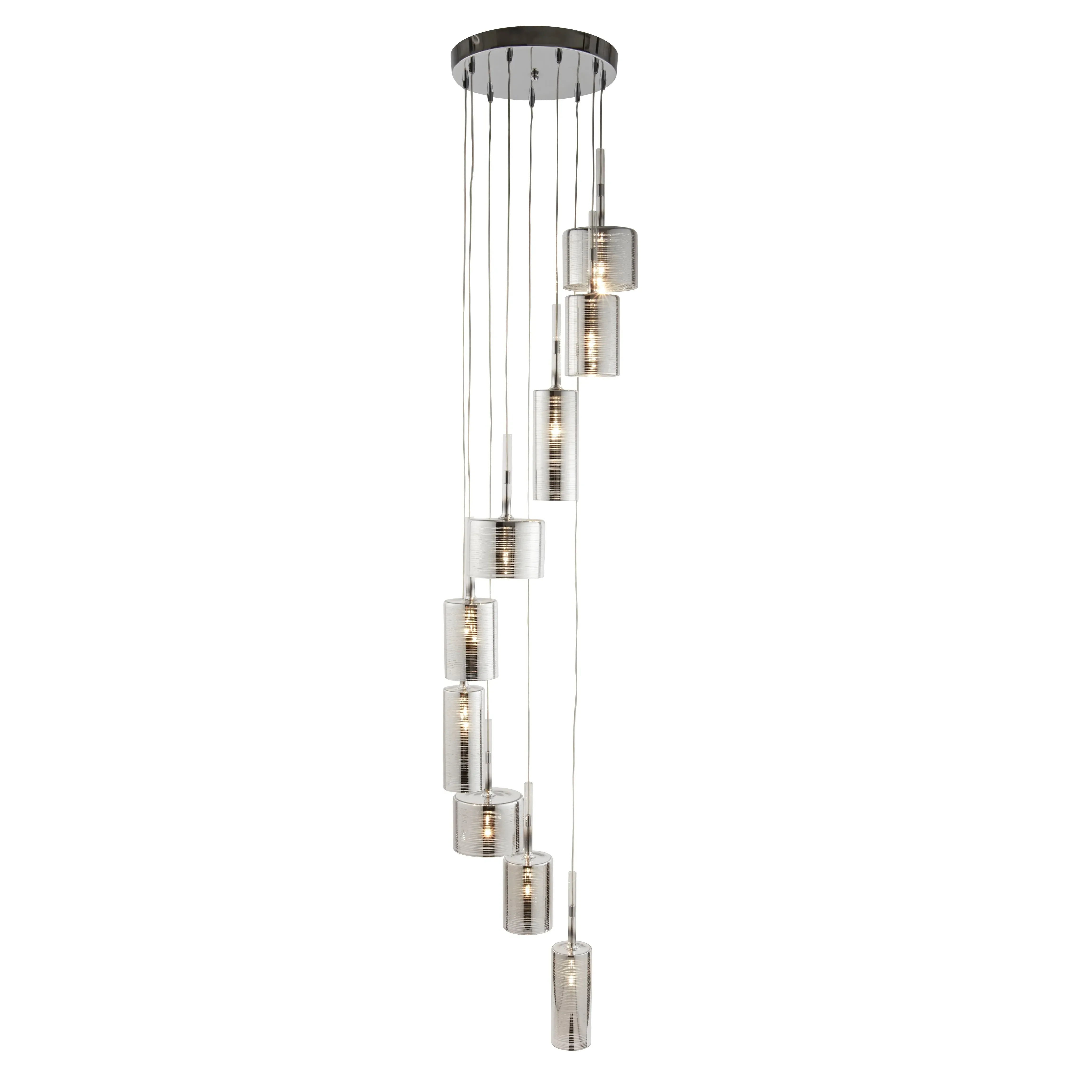 Glass Shade 9-Light Multi Drop Pendant Light - Chrome product