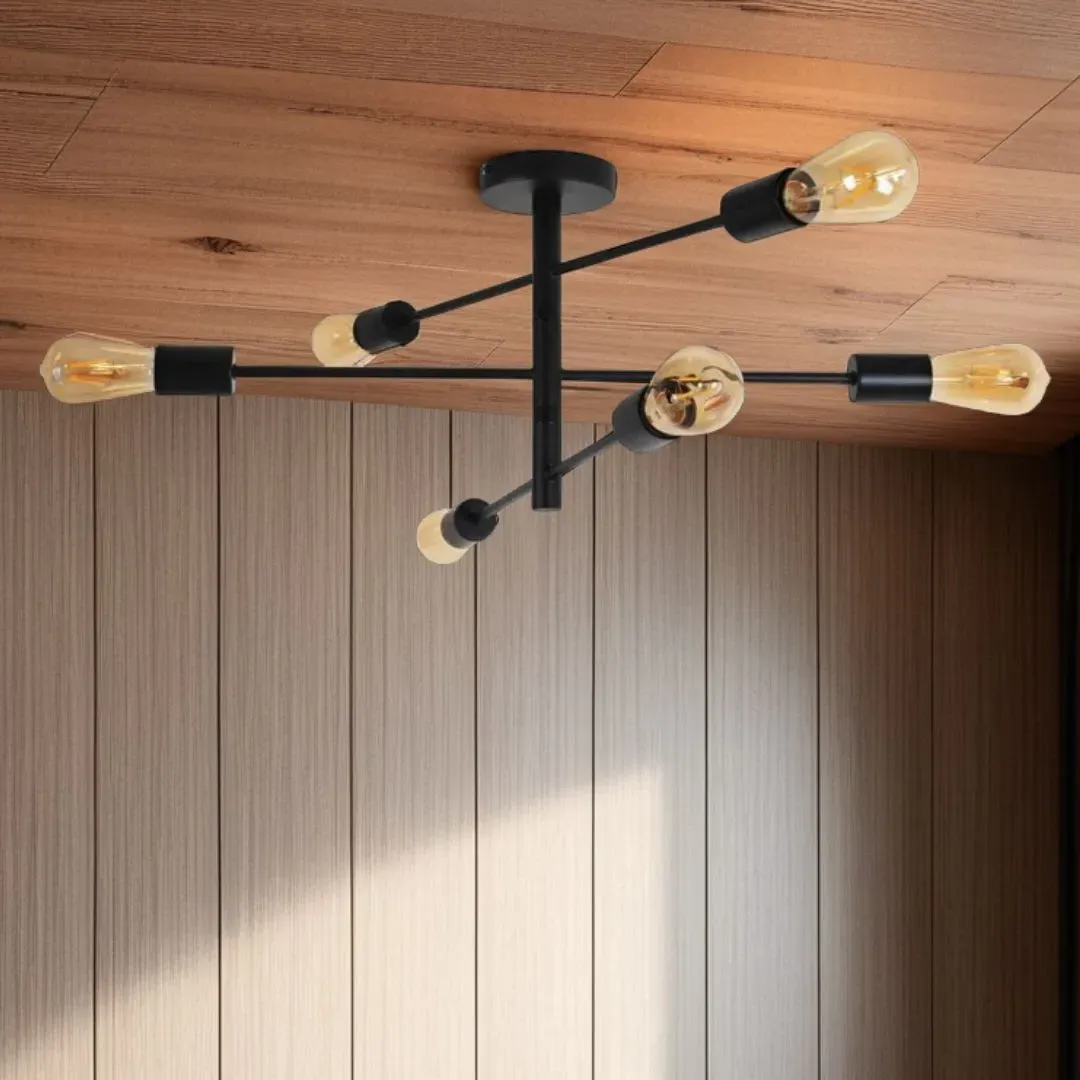 Gosto 6-Light Semi Flush Ceiling Light - Black product