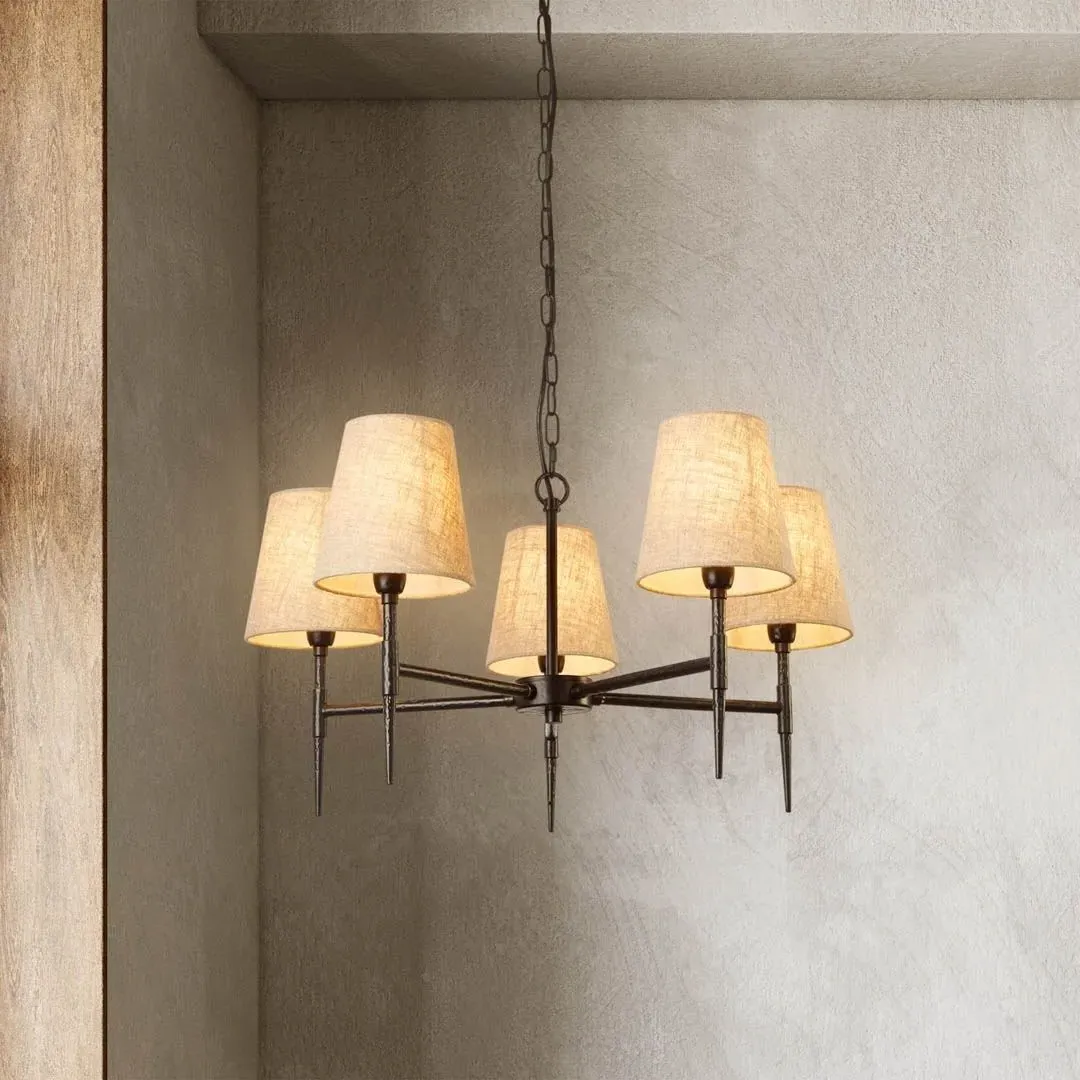 Gothic 5-Light Pendant Ceiling Light - Black, Hammered Metal product