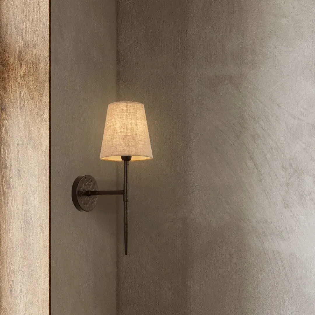 Gothic Hammered Wall Light - Black, Linen product