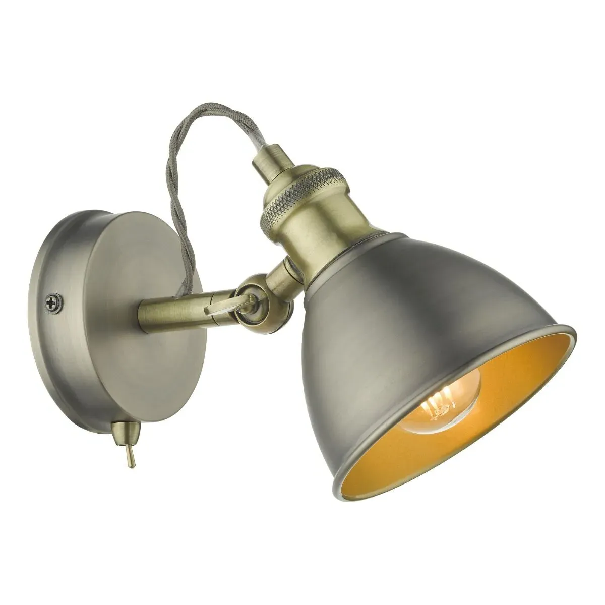 Governor Wall Light with Adjustable Knuckle - Antique Brass product