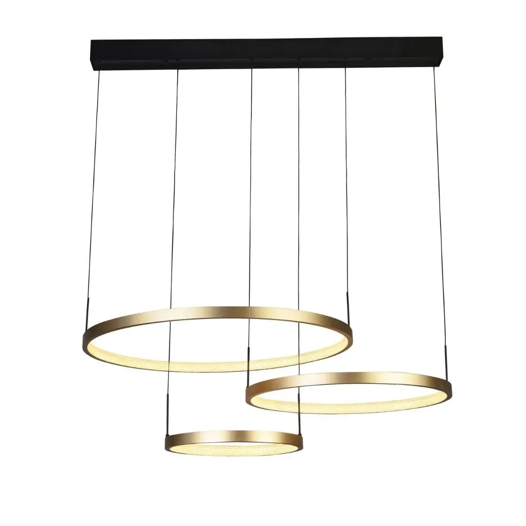 Grace 3-Ring LED Pendant Ceiling Light - Black, Gold product