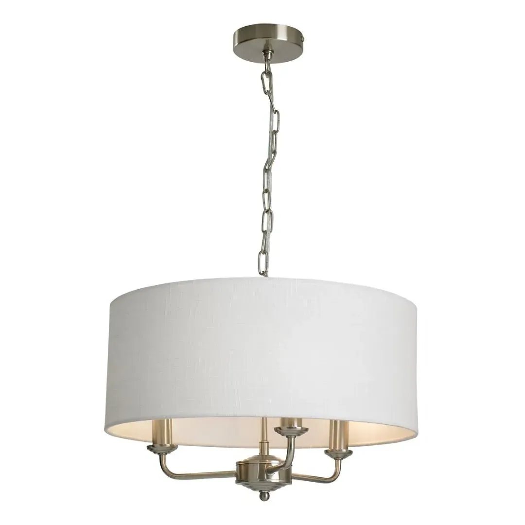 Grantham 3-Light Pendant Ceiling Light - Satin Nickel, Cotton product