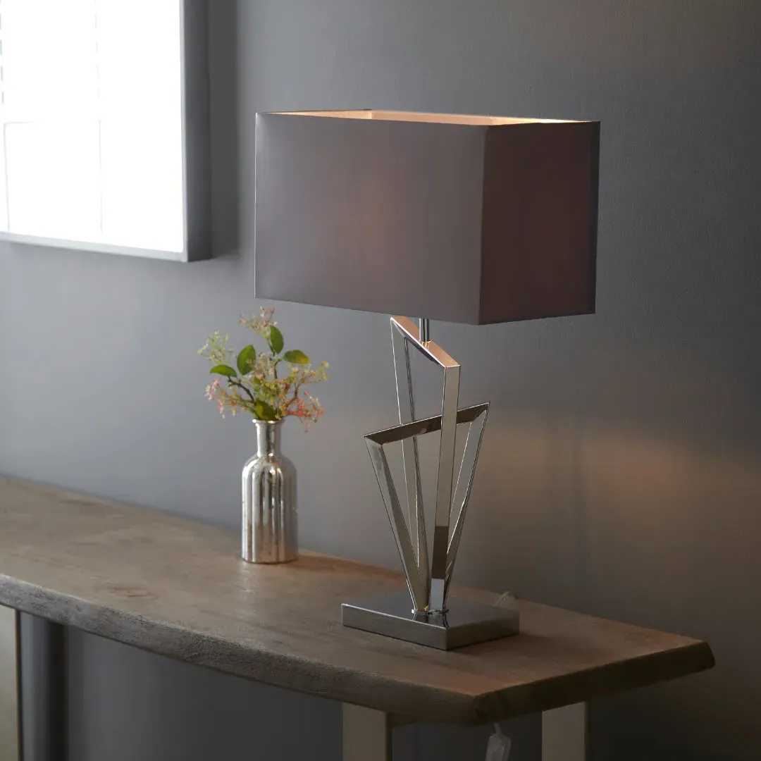 Gresham Table Lamp - Chrome, Pewter Fabric product