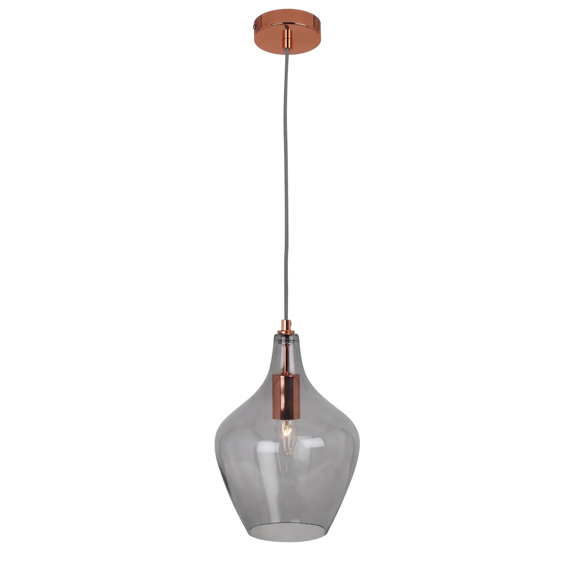 Gunner Pendant Ceiling Light - Smoked Glass, Copper product