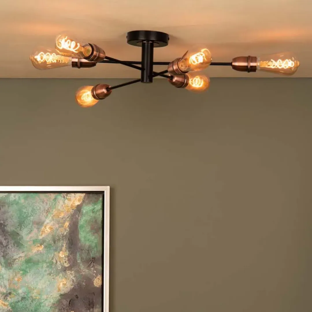 Gustave Semi Flush Ceiling Light - Black, Steel product