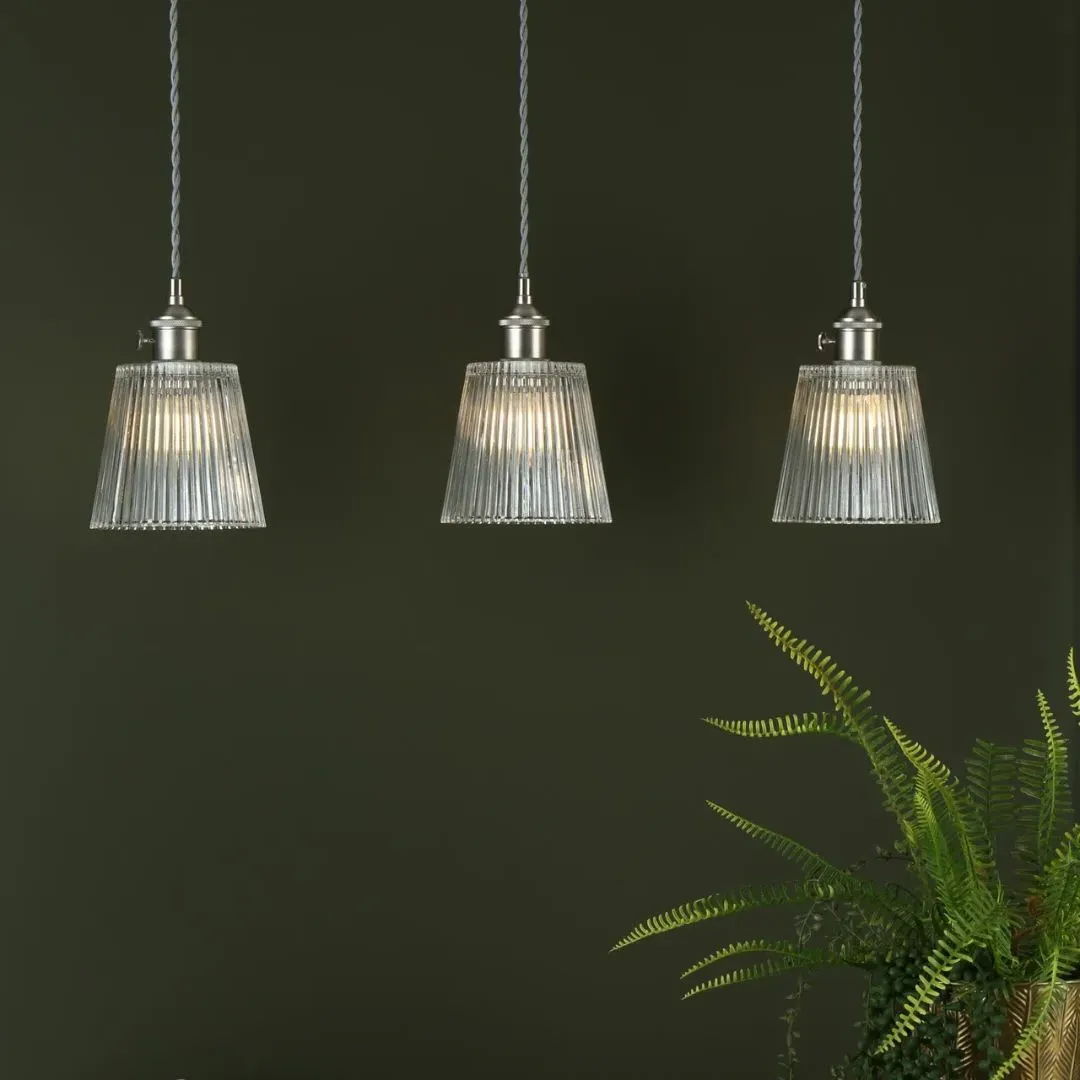 Hadano 3-Light Pendant Ceiling Bar - Antique Chrome, Glass product