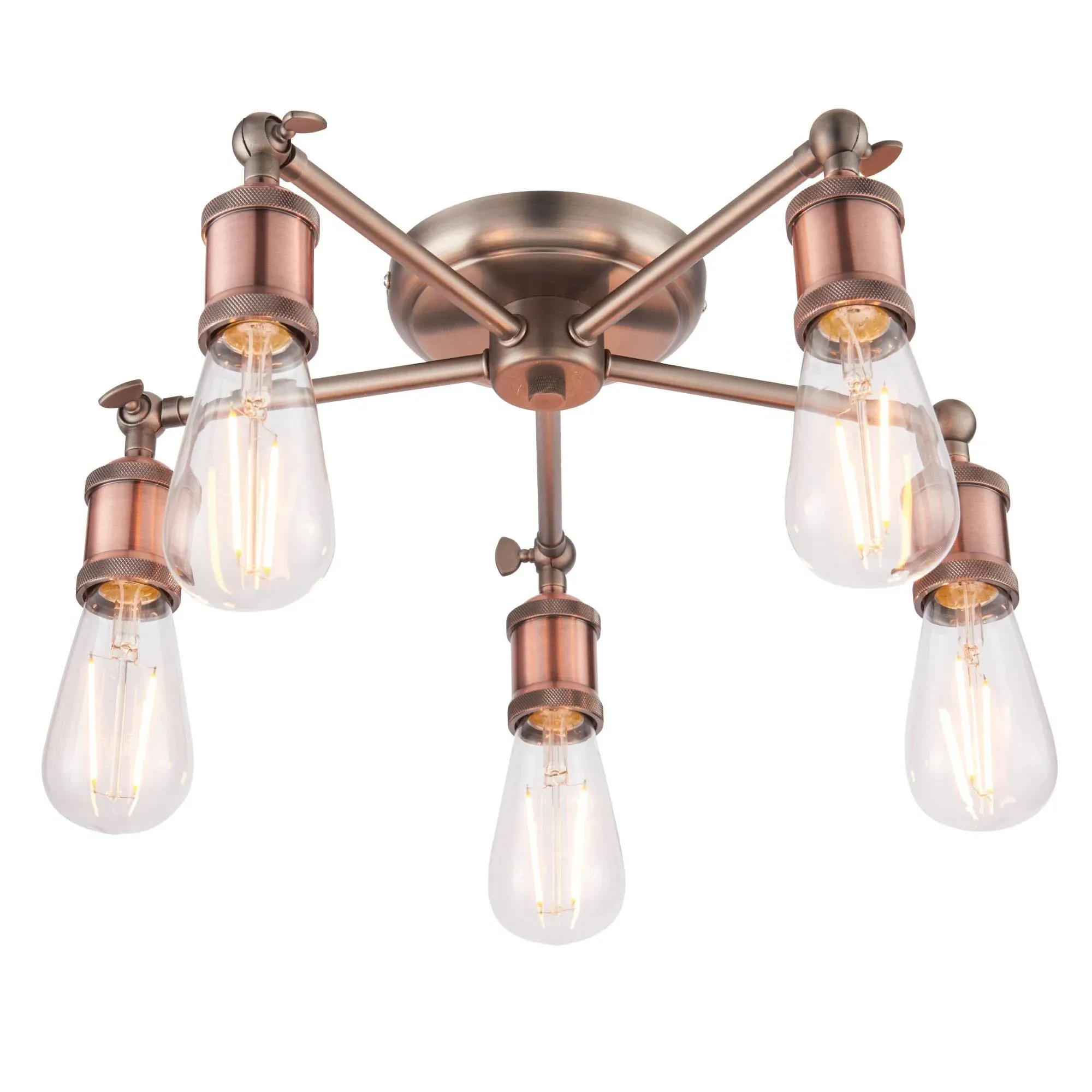 Hal 5-Arm Semi Flush Ceiling Light - Copper, Pewter product