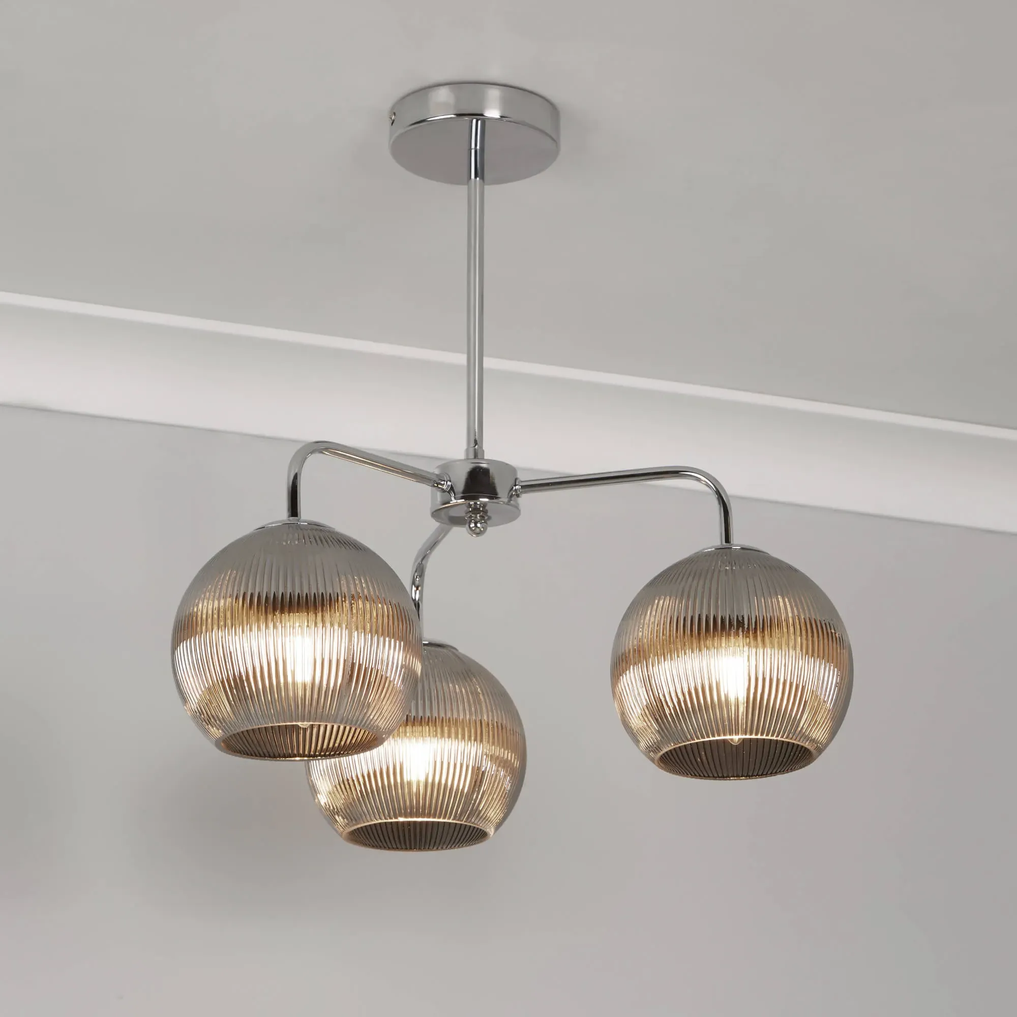 Hamblin 3-Light Semi-Flush Ceiling Light - Chrome, Smoked Glass product