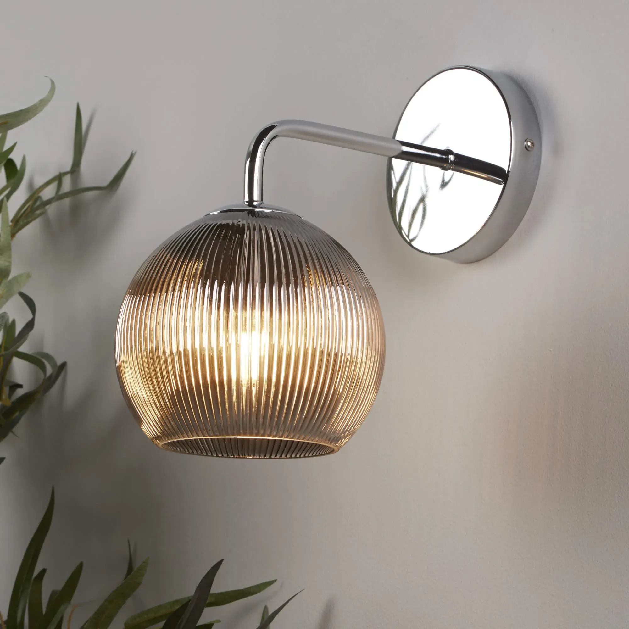Hamblin Globe Wall Bracket - Chrome, Smoke Glass product