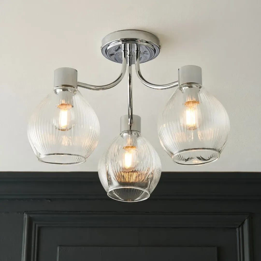 Hamilton 3-Light Semi Flush Ceiling Light - Polished Chrome product
