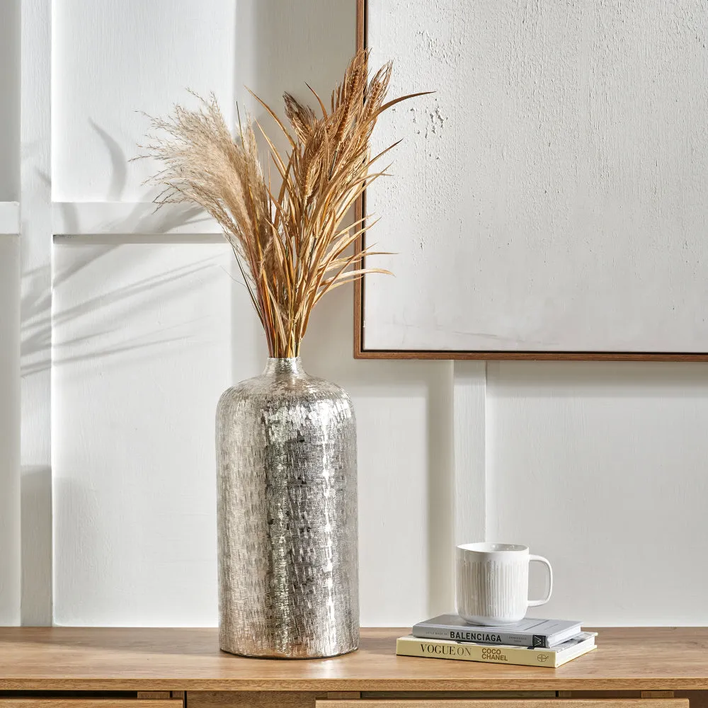Hammered Tall Vase - Silver, Metal product