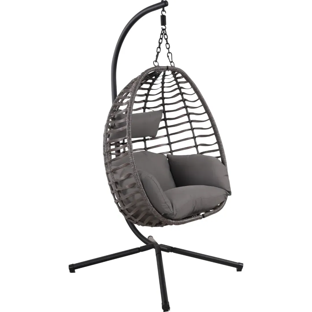 Hanging Cocoon Chair - Grey, Rattan product
