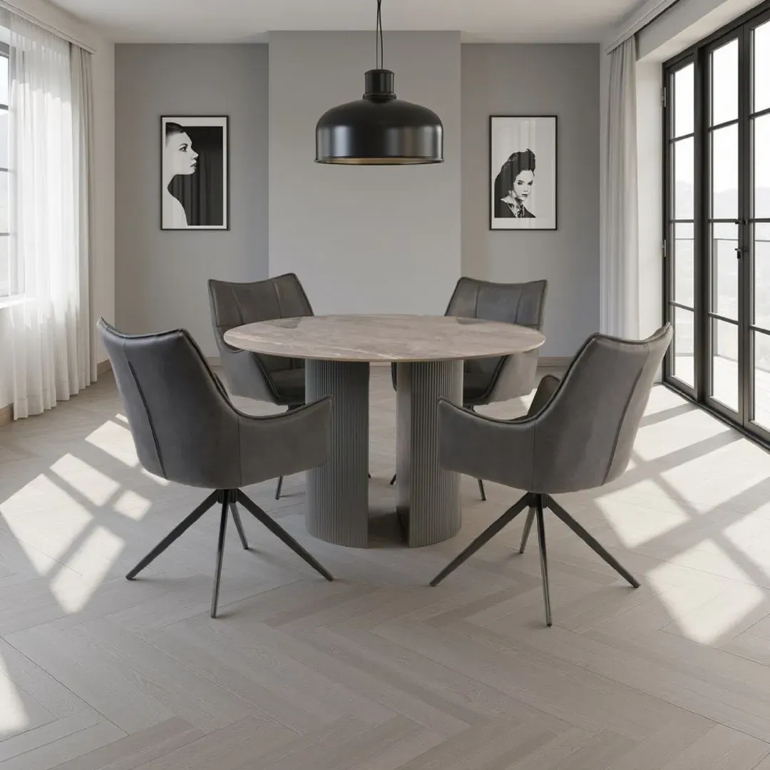 Hanoi 4-Seater Dining Set - Grey, Sintered Stone product