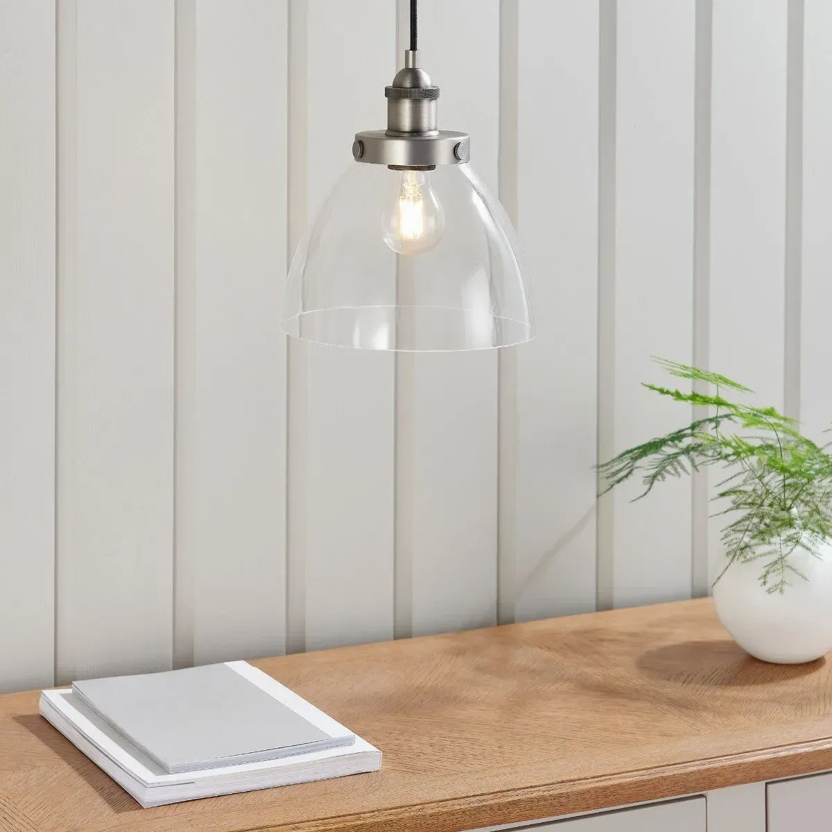 Hansen Glass Ceiling Pendant - Brushed Silver product