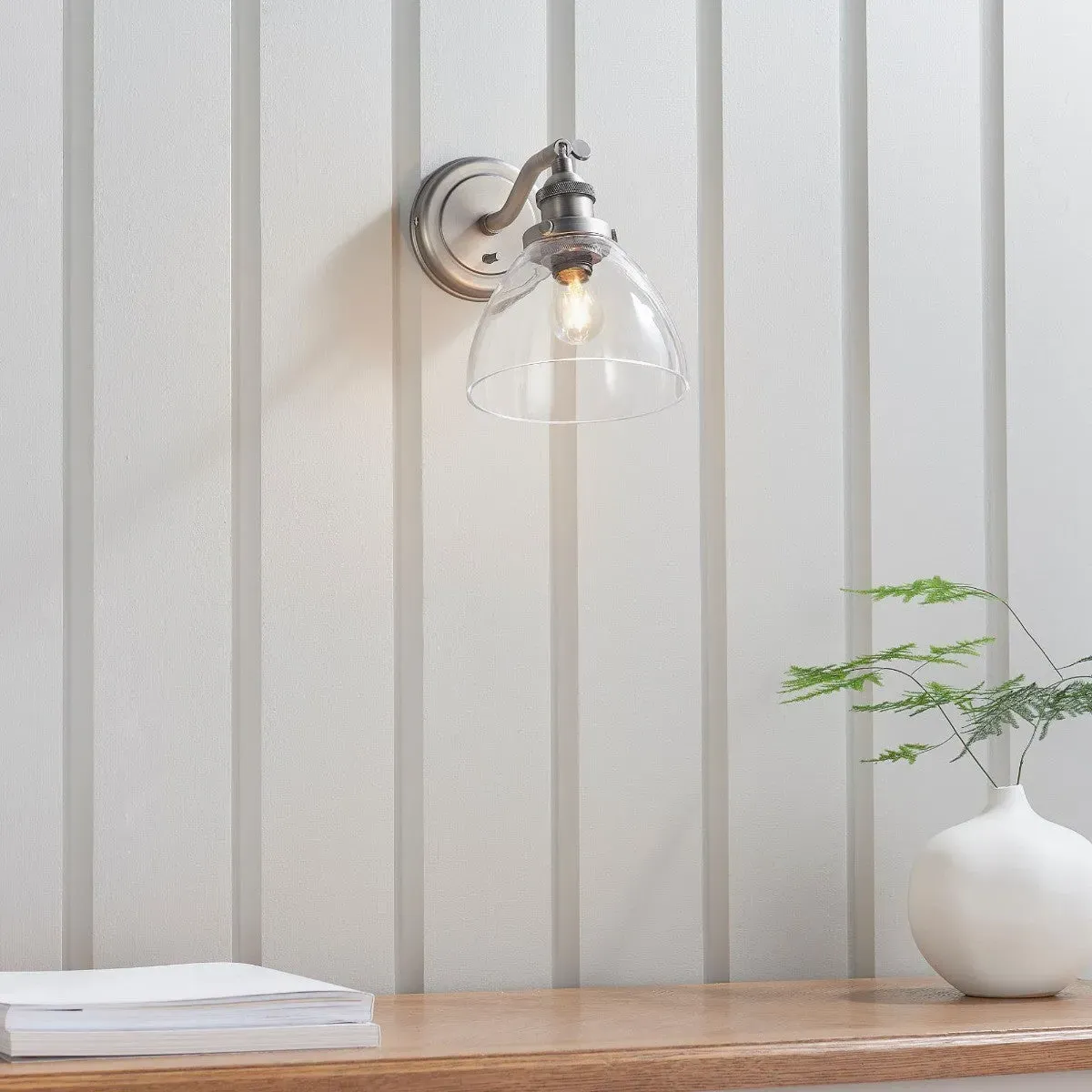 Hansen Wall Light - Brushed Silver, Glass product