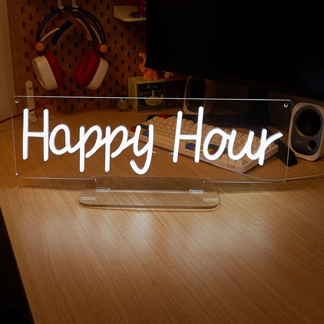 Happy Hour LED Neon Sign - White product