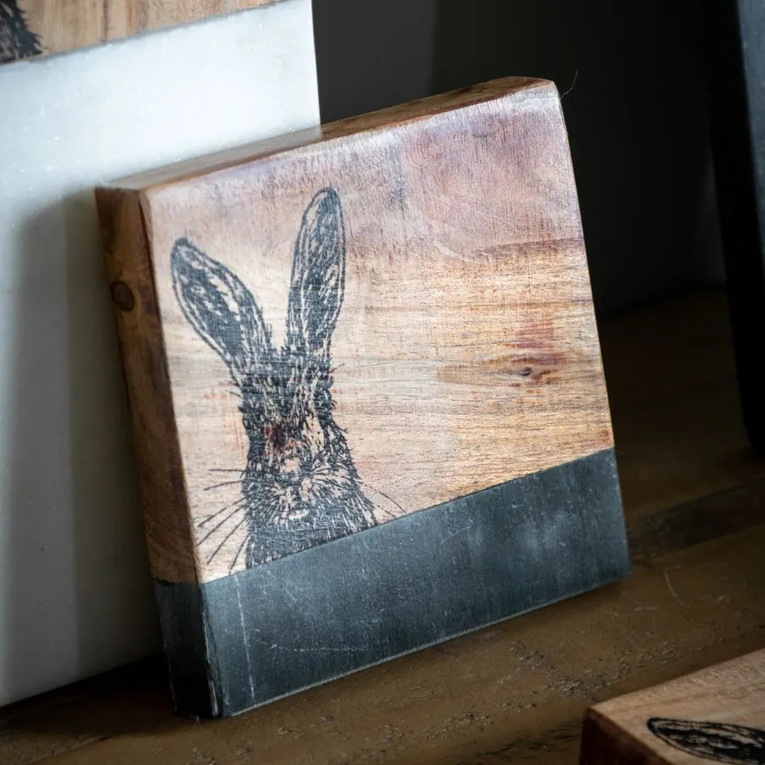 Hare Coasters Set of 4 - Black, Mango Wood product