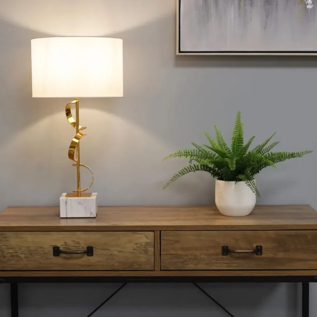 Helios 2-Light Sphere Table Lamp - Gold, Marble product