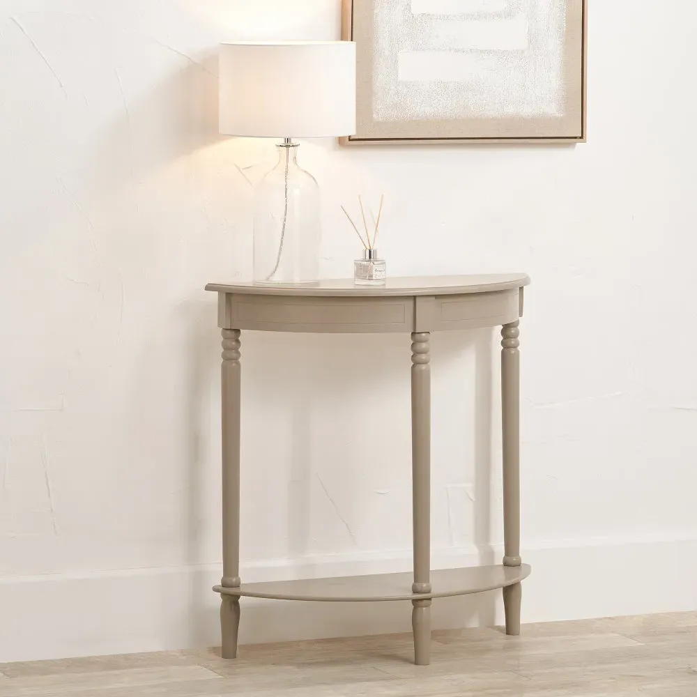 Heritage Half Moon Console Table with Shelf - Putty product