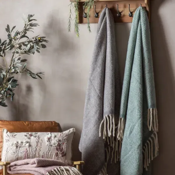 Herringbone Wool Throw - Grey product