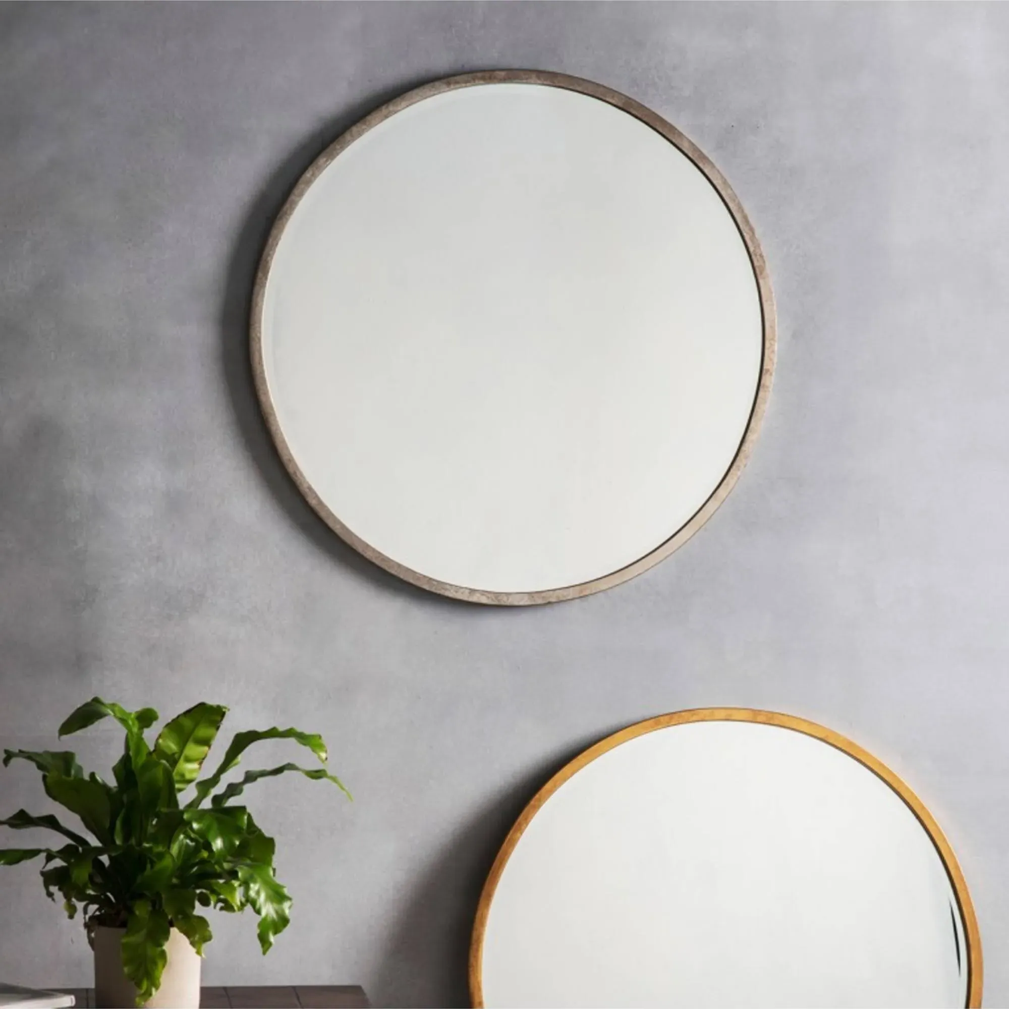 Higgins Round Wall Mirror - Antique Silver, Metal product