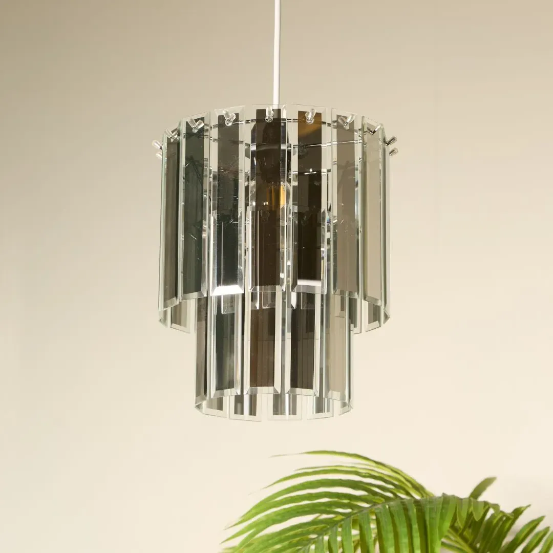 Highgrove Two-Tiered Ceiling Pendant Shade - Smoked Glass, Chrome product
