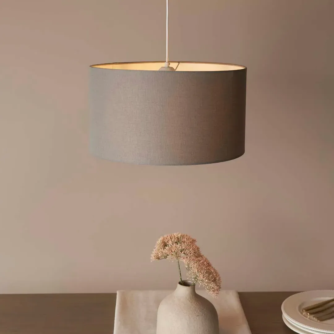 Hinton Cylindrical Ceiling Shade - Charcoal, Faux Linen product
