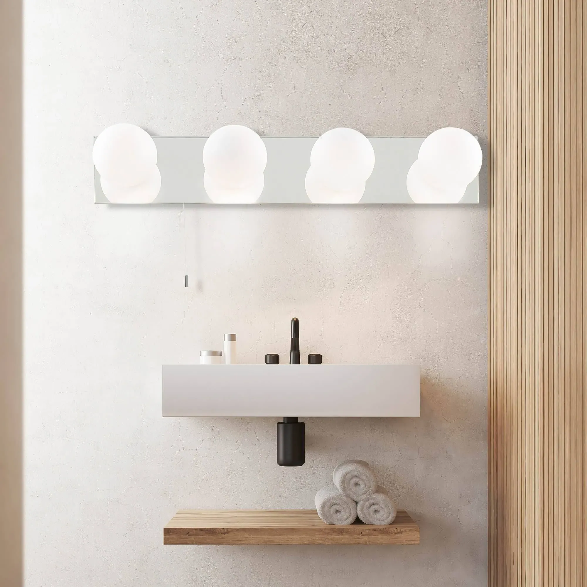 Hollywood IP44 4-Light Wall Light with Opal Shades - Polished Chrome product