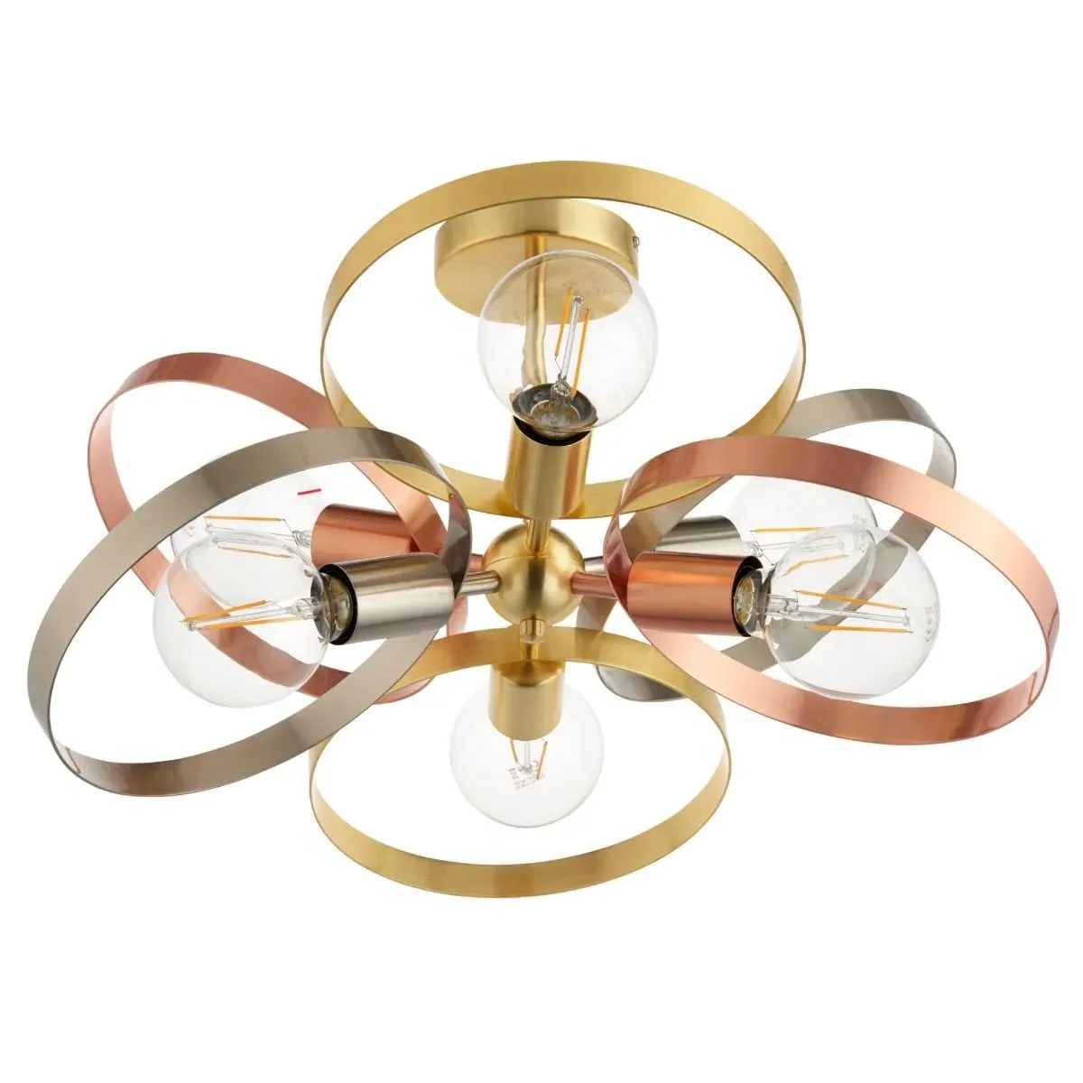 Hoop 6 Light Semi Flush Ceiling Light - Brushed Gold, Nickel product