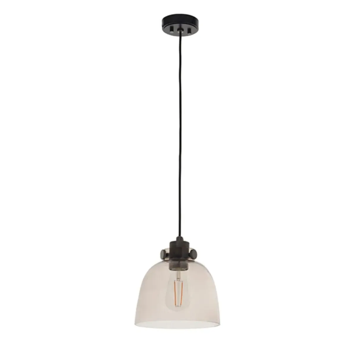Hoyo 1-Light Pendant - Smoked Glass, Black Steel product