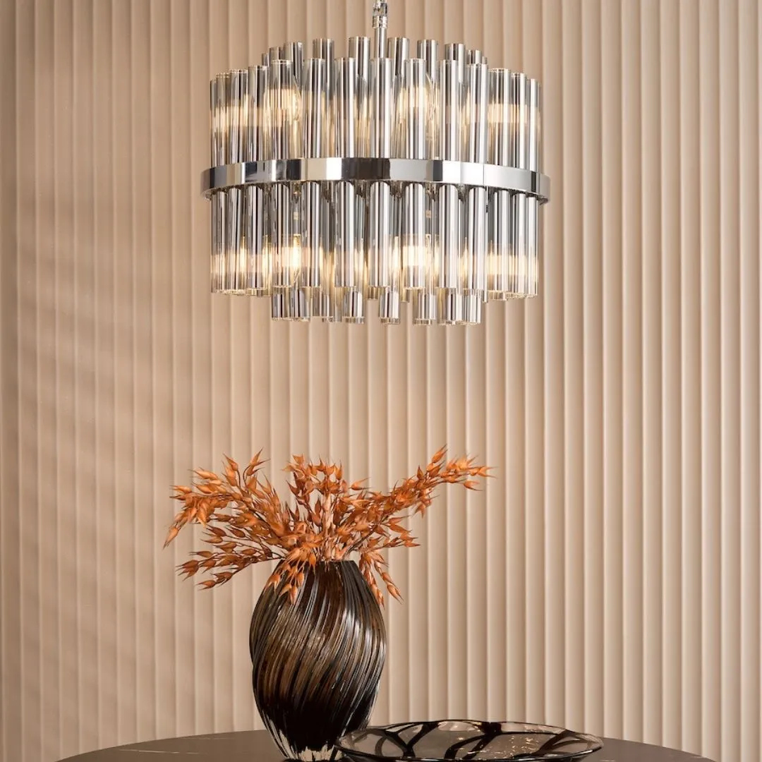 Imani 12-Light Pendant - Polished Chrome, Smoked Glass product