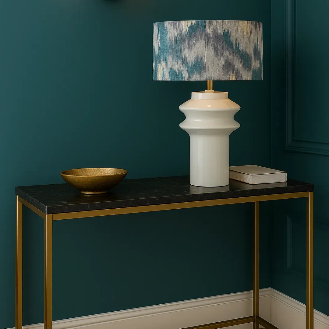 Imara Shaded Table Lamp - White, Ceramic product