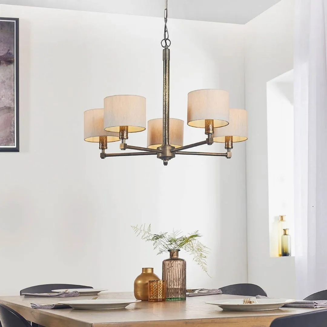 Indara 5-Light Chandelier Ceiling Pendant - Bronze, Linen product