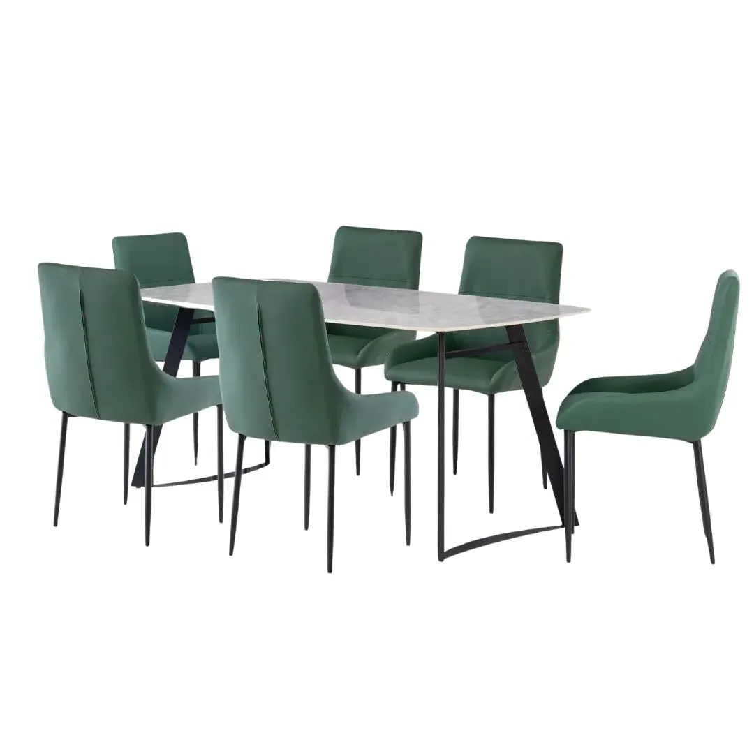 Indigo Dining Set with 6 Chairs - Grey, Sintered Stone product