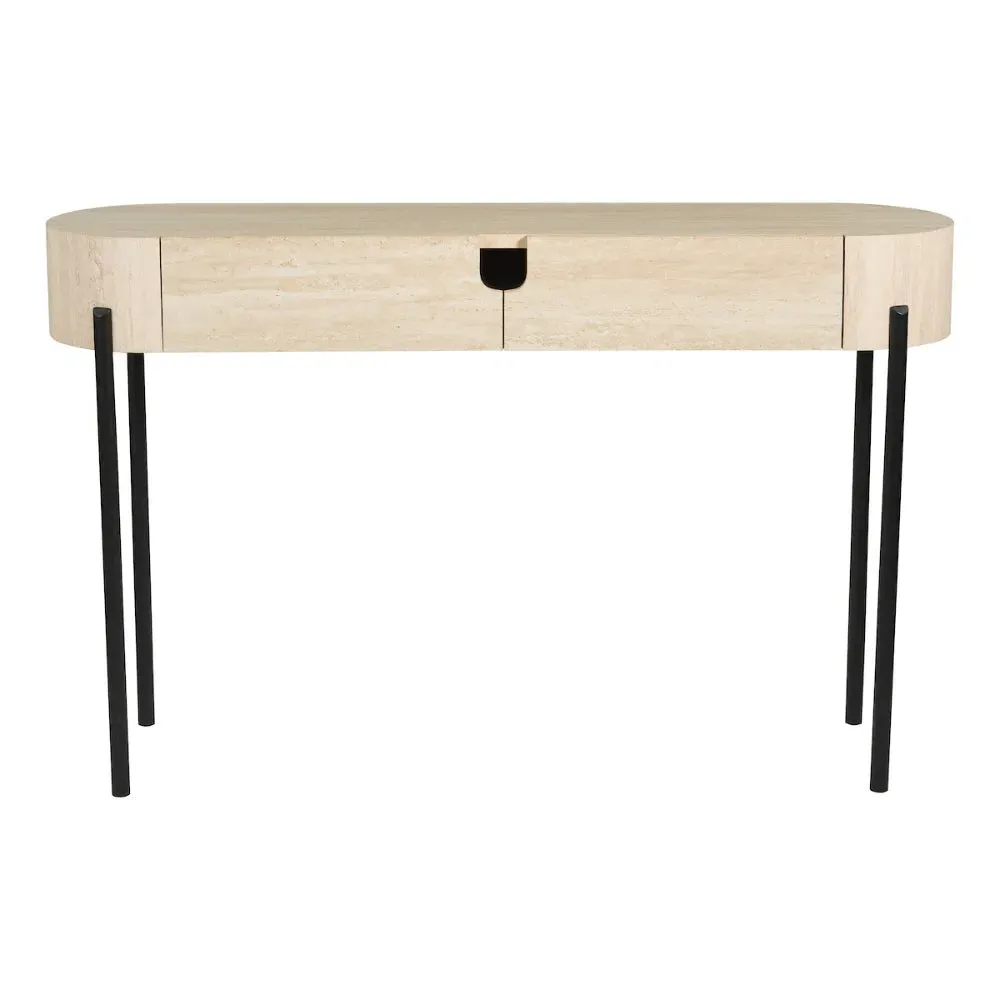Ioana Console Table with Storage - Travertine Effect product