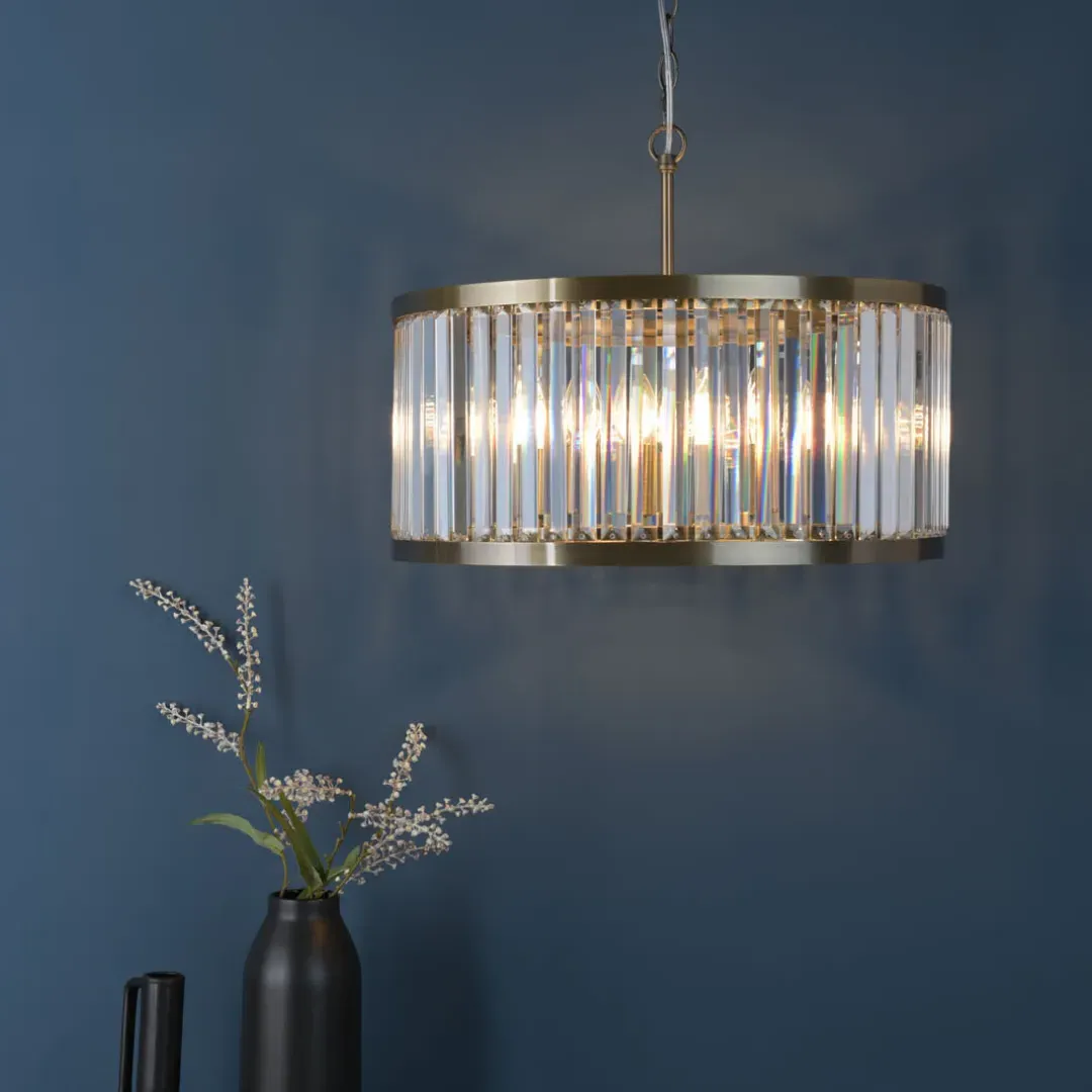 Isadora 5-Light Pendant - Antique Brass, Glass product