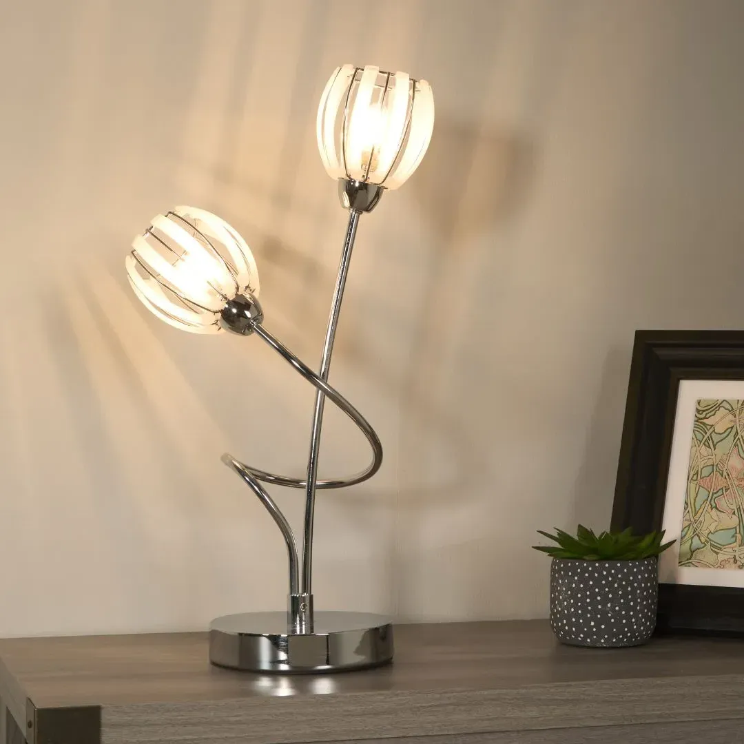 Isha 2-Light Table Lamp - Silver, Chrome product