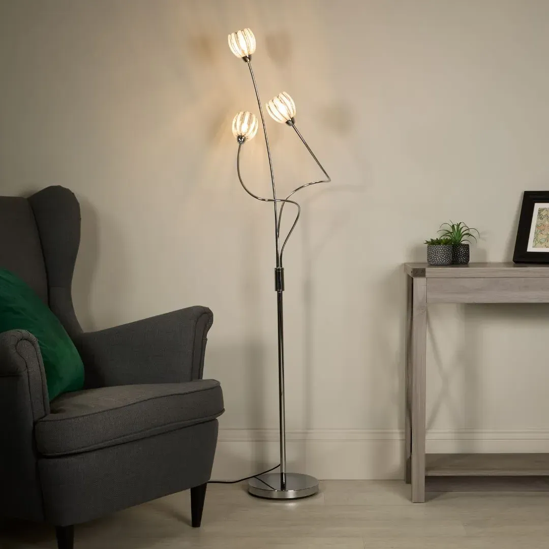 Isha 3-Light Floor Lamp - Silver, Chrome product