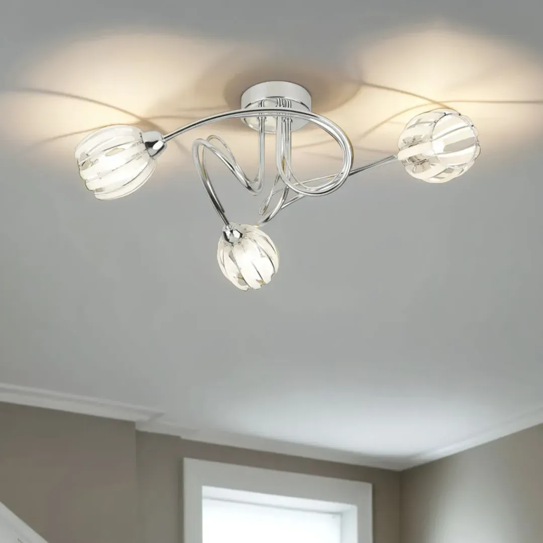 Isha 3-Light Semi Flush Ceiling Light - Chrome, Opal Glass product
