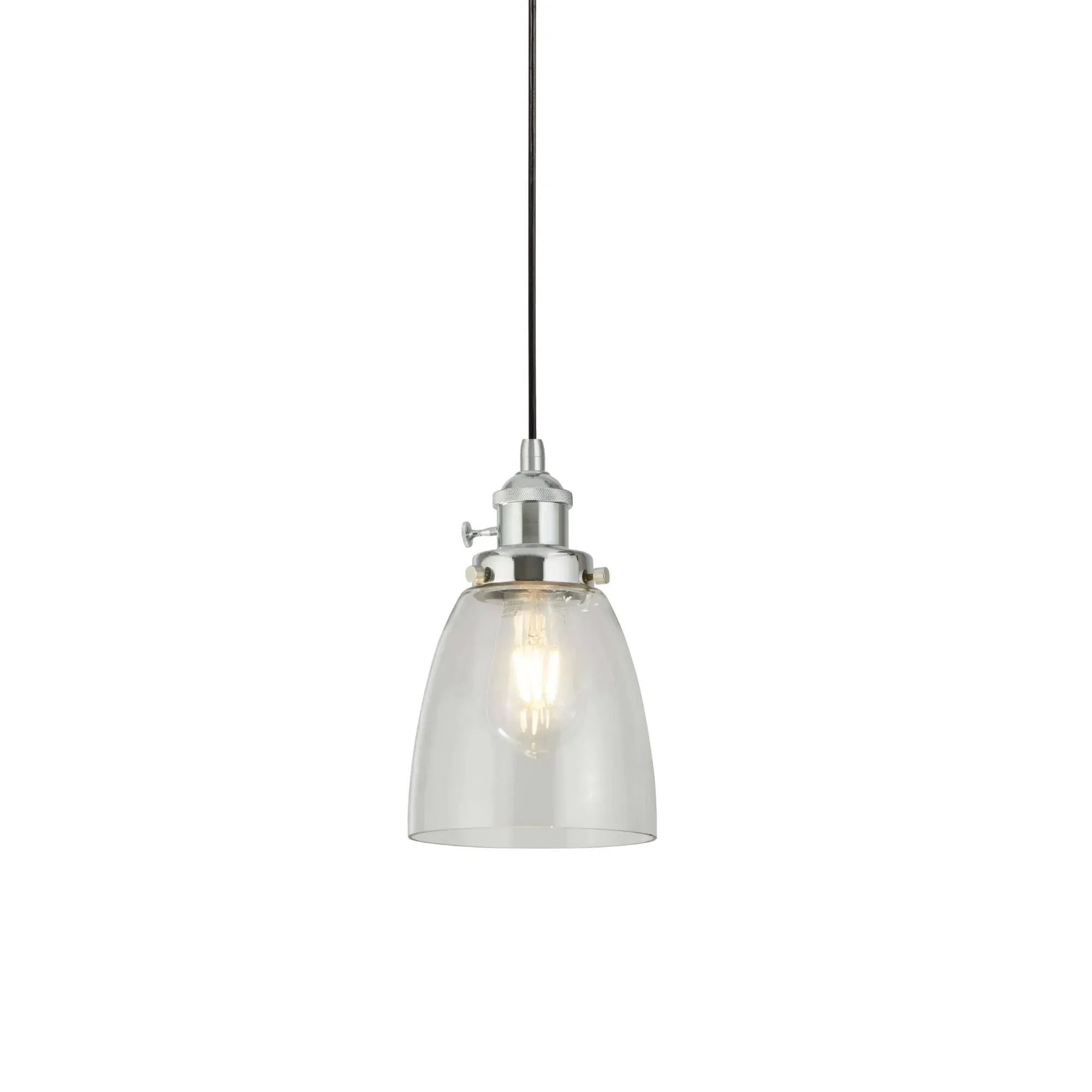 Island 1 Light Glass Pendant Ceiling Light - Chrome product