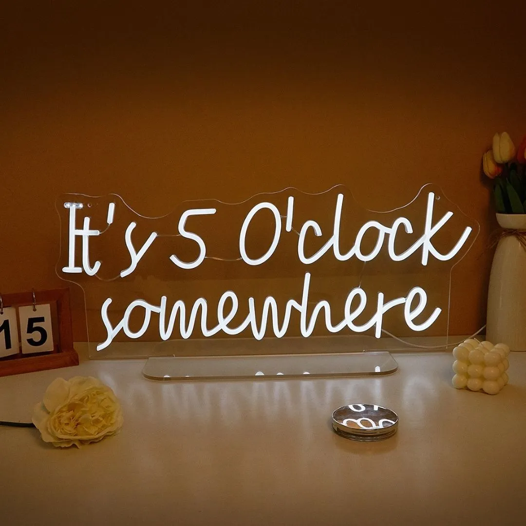 It's 5 O'Clock Somewhere LED Neon Sign - White product