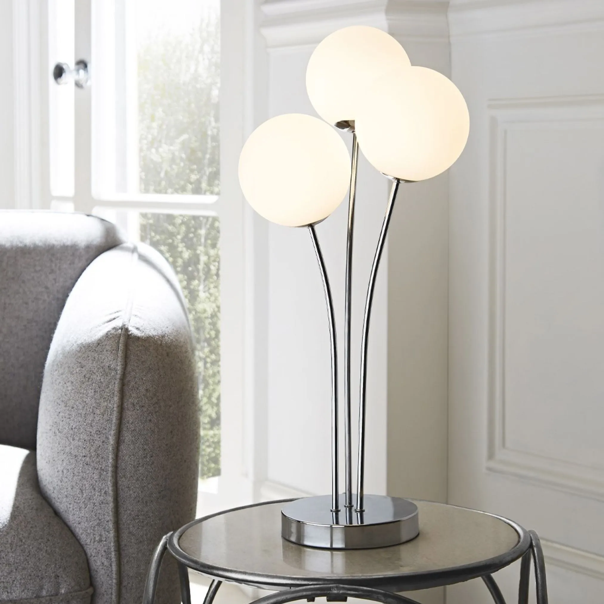 Jackson 3-Light Table Lamp - Silver, Frosted Glass product