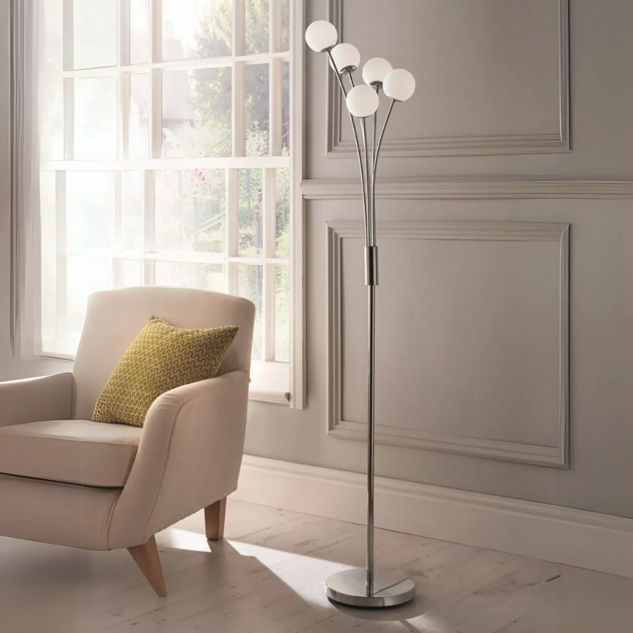 Jackson 5-Light Tree Floor Lamp - Silver, Frosted Glass product